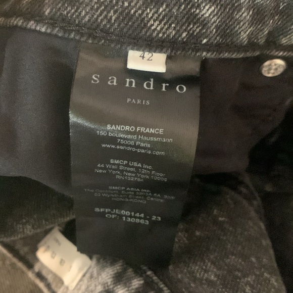 Sandro Lone Acid Washed Straight Leg Jeans in Black Size 42 (10) - Picture 12 of 13